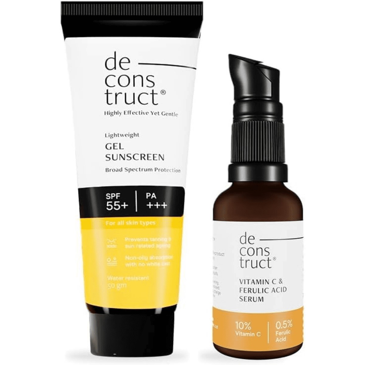 Deconstruct Sun Protect Duo 10% Vitamin C Face Serum (30 ml) + Gel Sunscreen (50 g) (Pack of 2)
