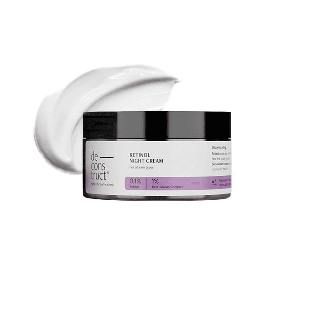 Deconstruct 0.1% Retinol Night Cream with 1% Beta-Glucan Complex For Women & Men - 50 gm