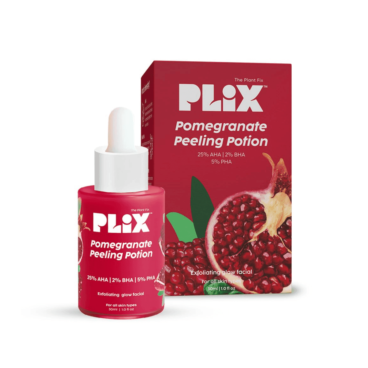 PLIX – THE PLANT FIX 25% AHA+ 2% BHA + 5% PHA Pomegranate Peeling Potion For Glowing Skin