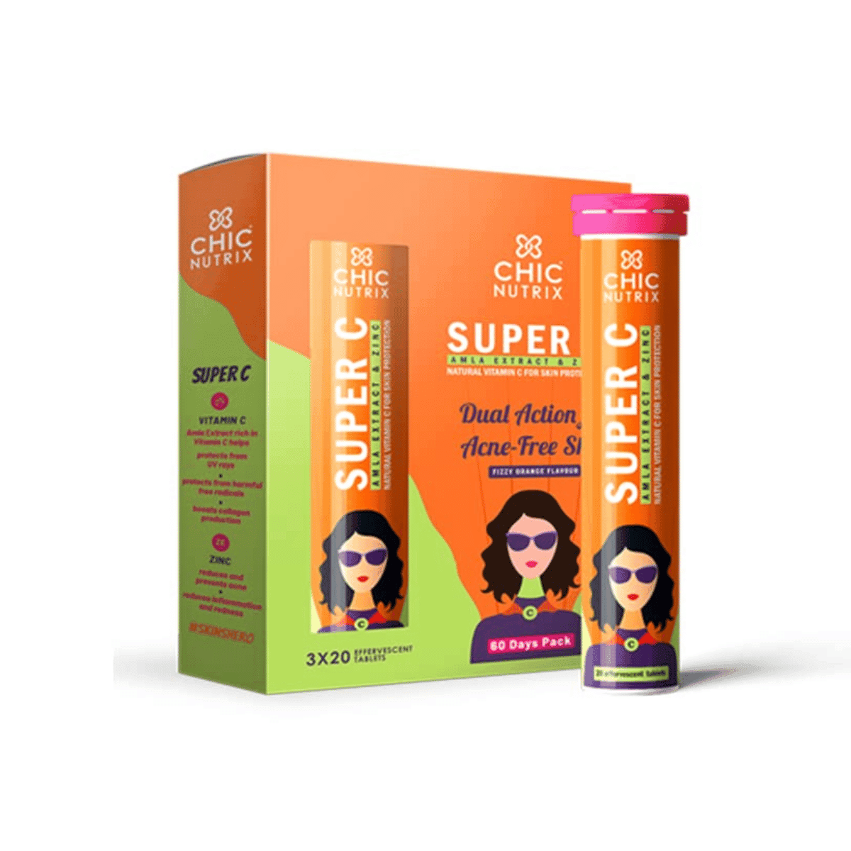 Chicnutrix Super C – Natural Vitamin C & Zinc for Clear & Acne Free Skin