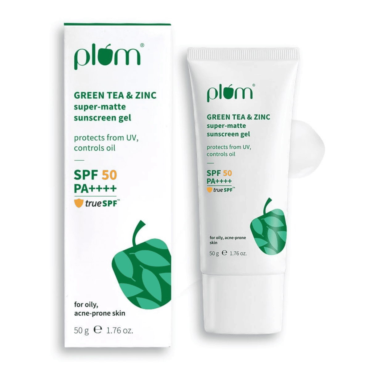Plum Green Tea & Zinc Super-Matte Gel Sunscreen SPF 50 PA ++++ for Oily, Combination and Acne Prone Skin =- 50 g