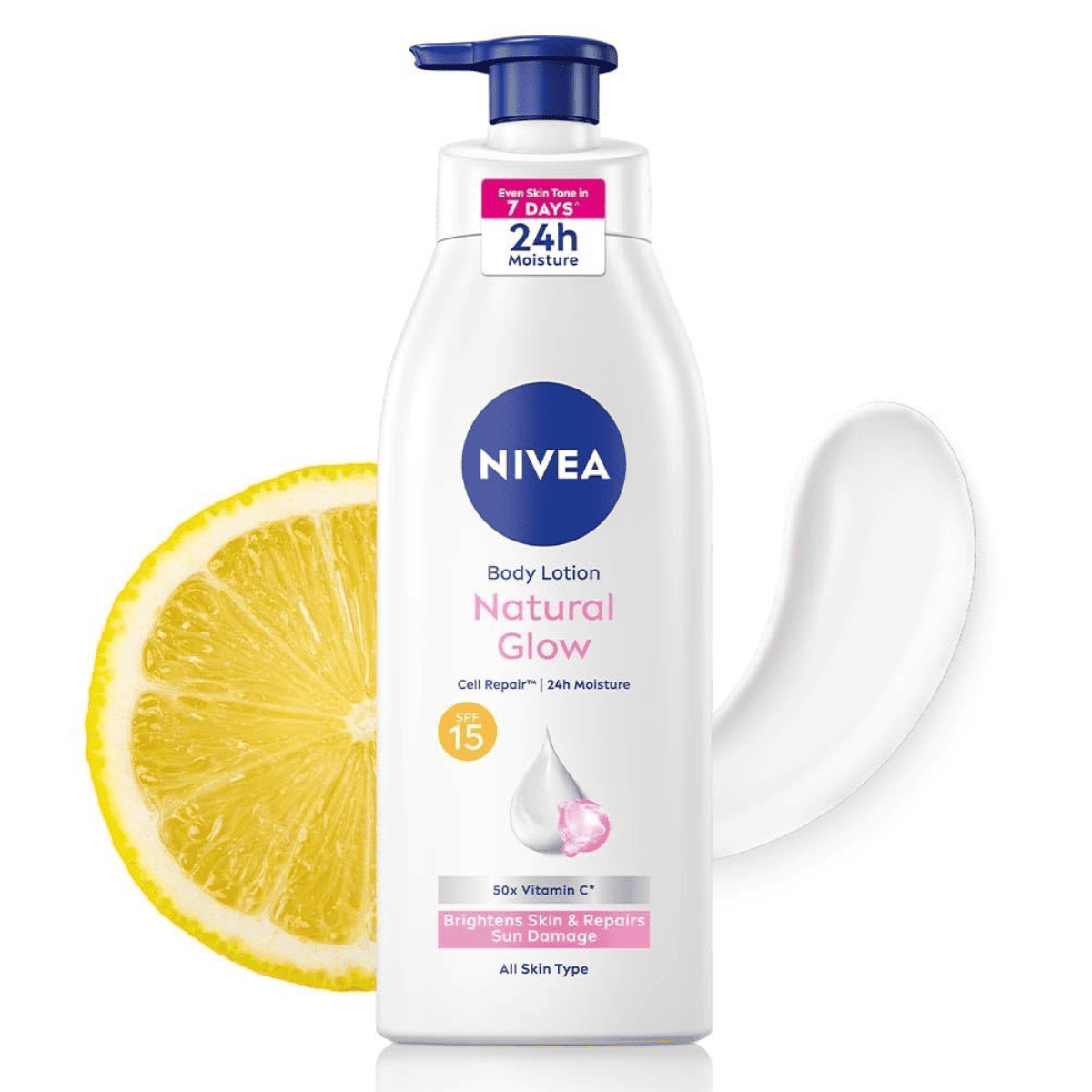 NIVEA Natural Glow Cell Repair Body Lotion with SPF 15 And UV A & B Filters For All Skin Types - 400 Ml