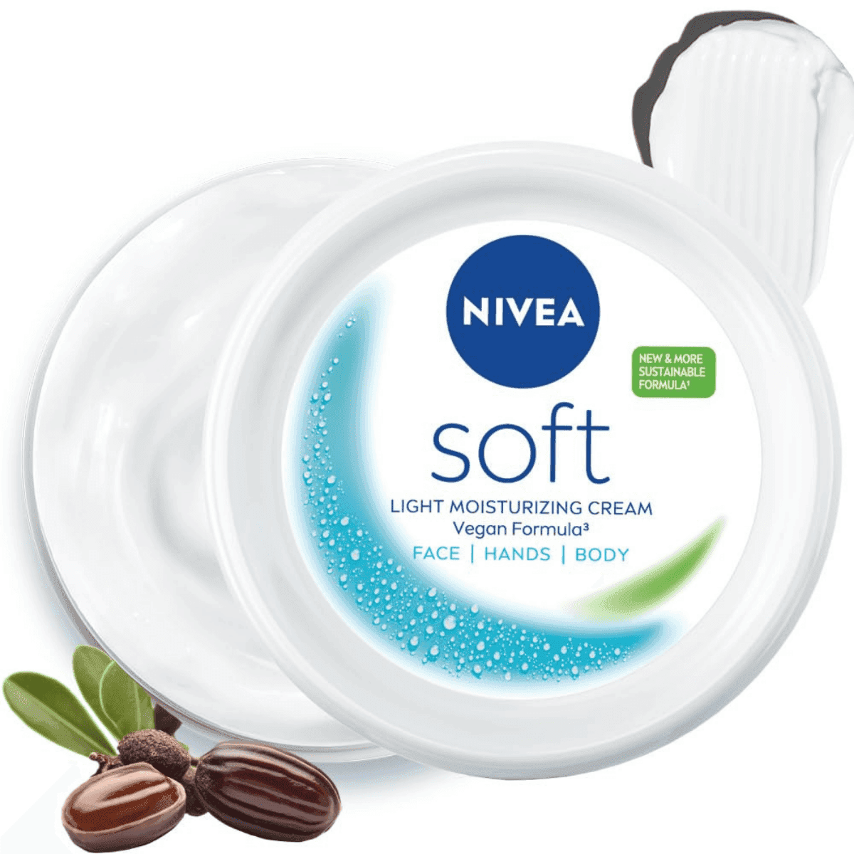 NIVEA Soft Moisturizing Cream, Lightweight Non-Sticky Daily Moisturizer with 72Hr Hydration for Dry to Normal Skin - 300ml