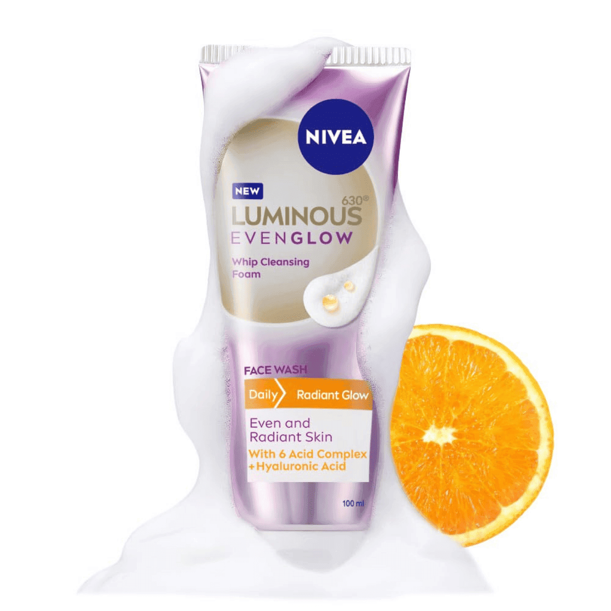 NIVEA Luminous Vitamin C - Whip Foaming Face Wash for Brightness & Radiant Glow - 100 ml