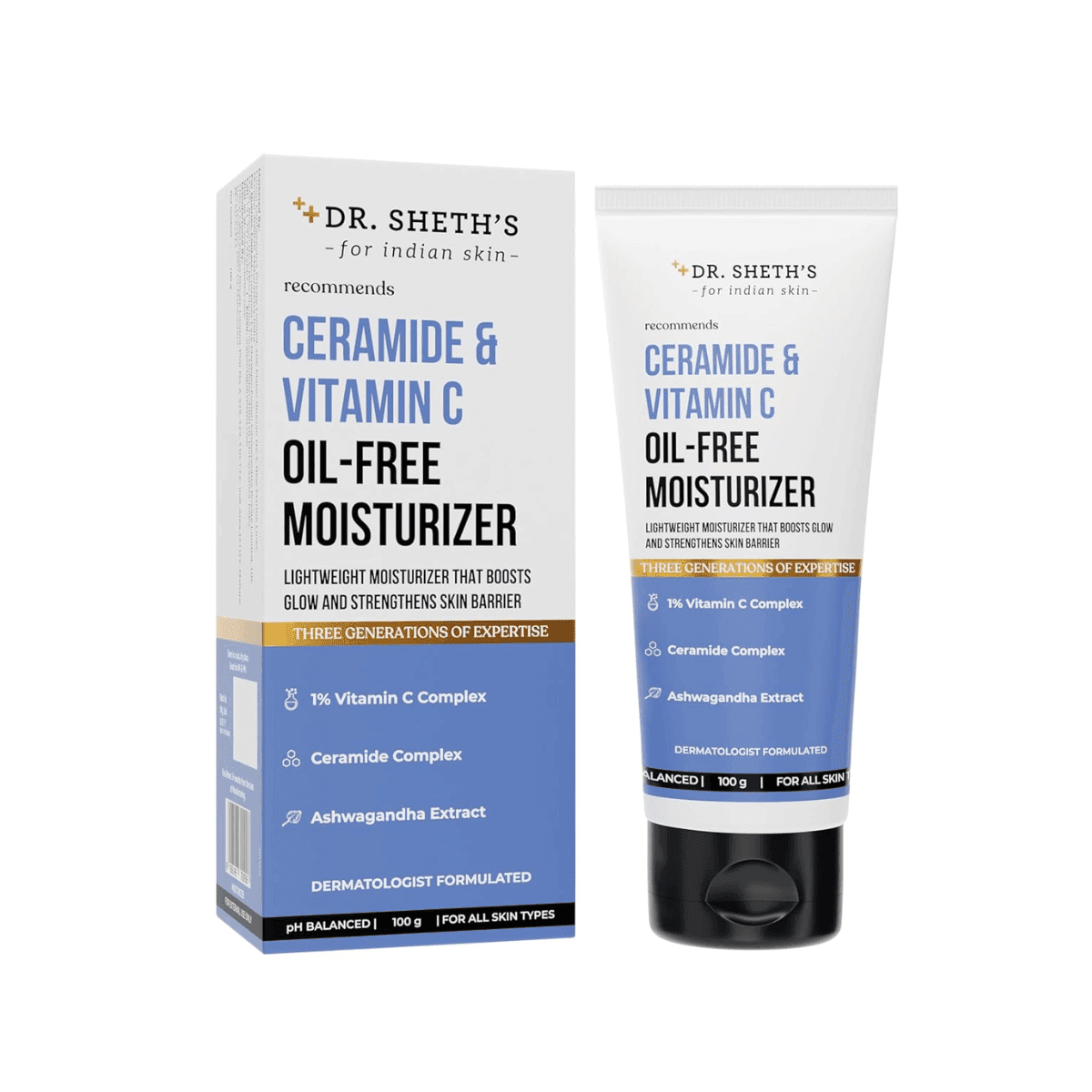 Dr. Sheth's Ceramide & Vitamin C Oil - Free Moisturizer For Women & Men