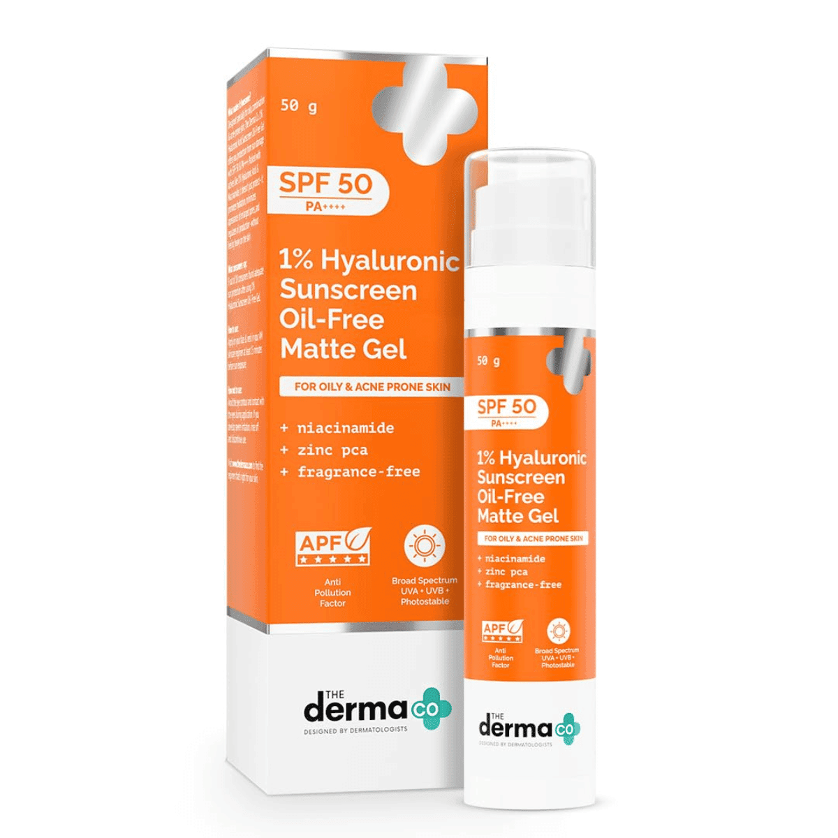 The Derma Co 1% Hyaluronic Sunscreen Oil-Free Matte Gel SPF 50 PA++++ For Oily, Acne-Prone Skin