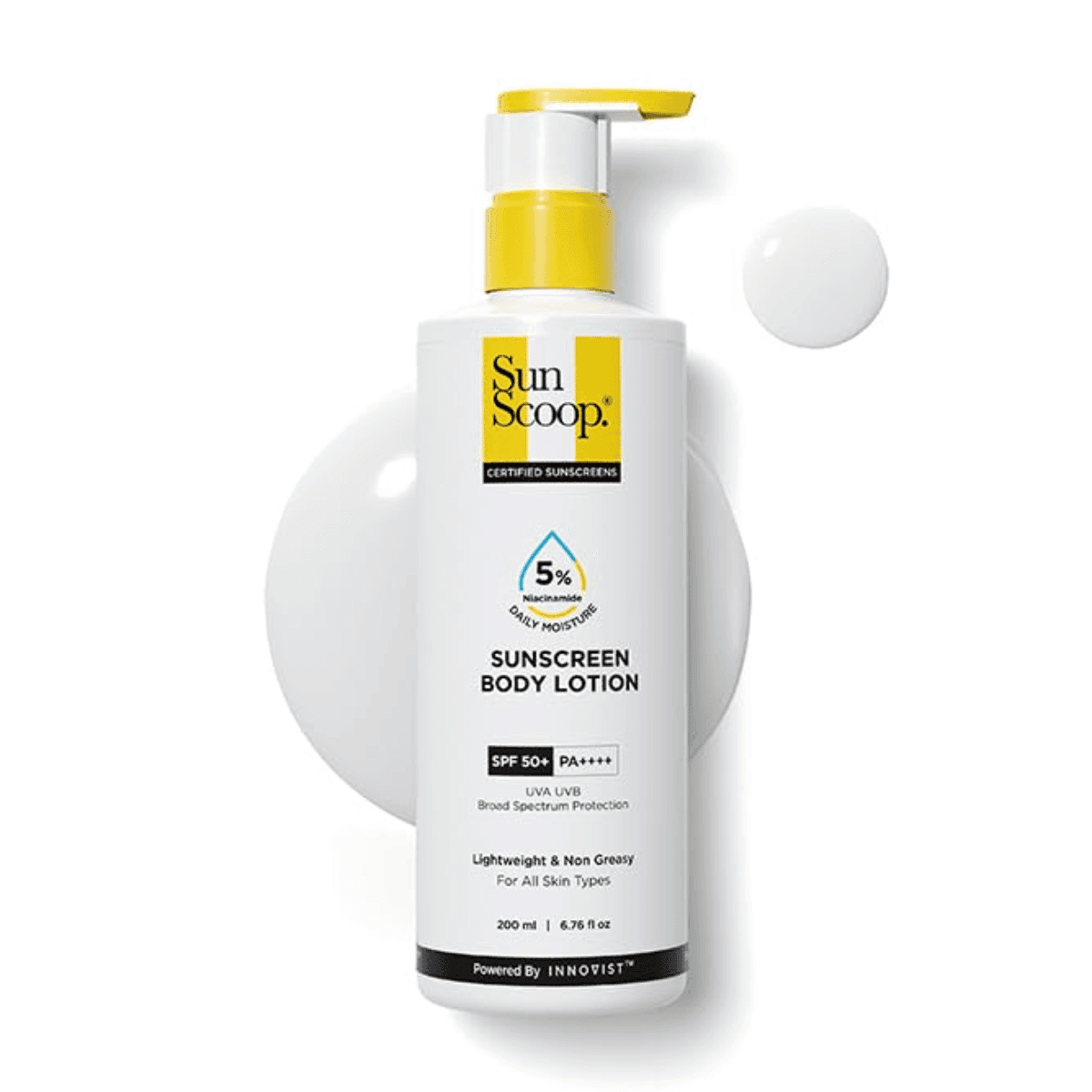 SunScoop 5% Niacinamide Daily Moisture Sunscreen Body Lotion SPF 50+ PA++++ For All Skin Types - 200ml