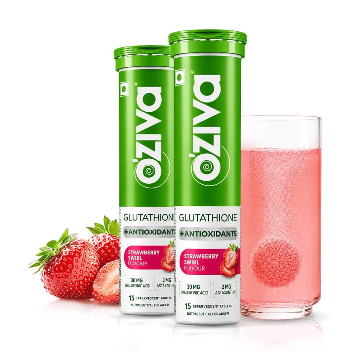 OZiva Bioactive Glutathione Tablets, Strawberry Swirl