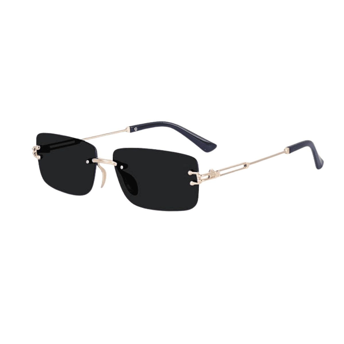 UV Protected Retro Rectangular Rimless Sunglasses for Men and Women
