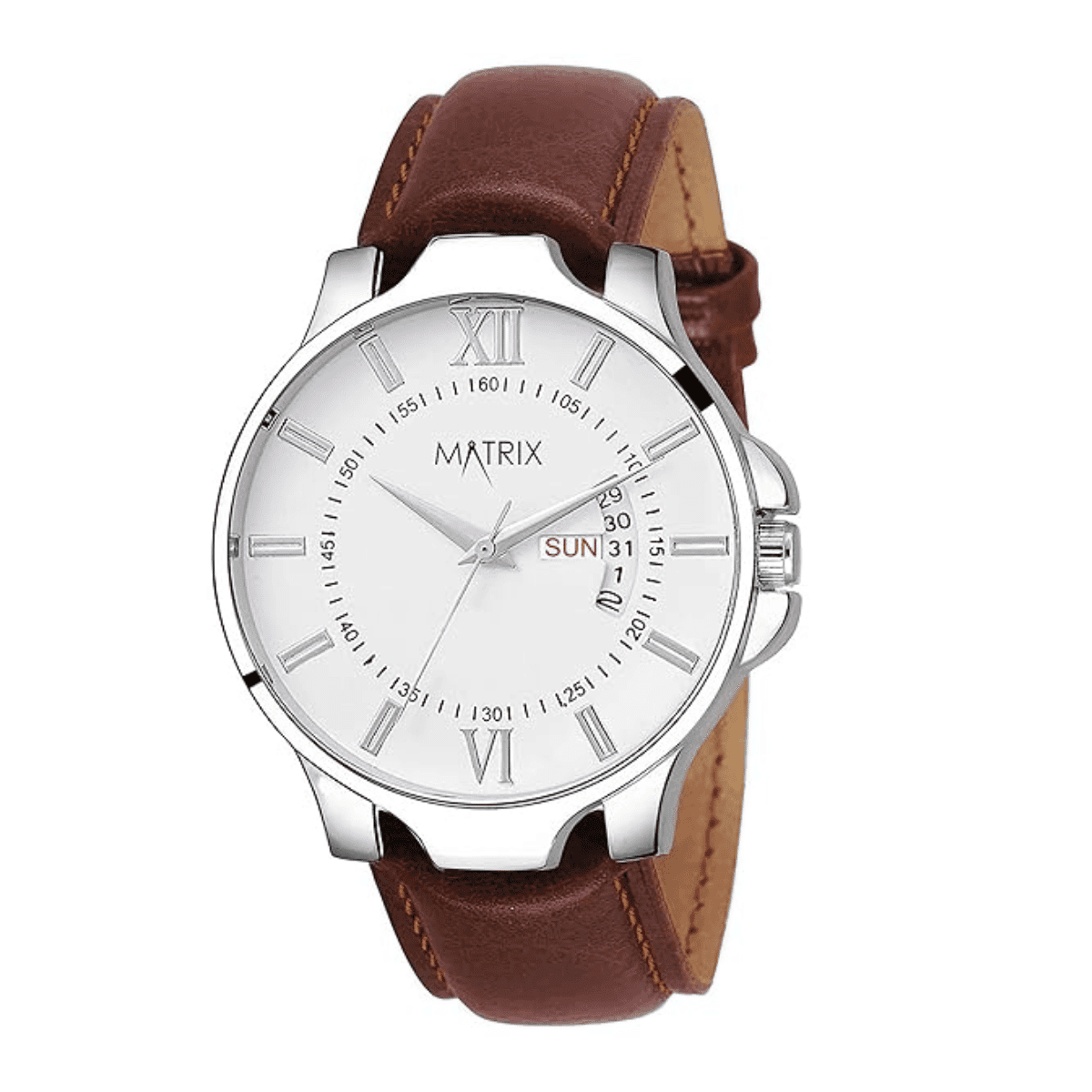 Matrix Antique Day & Date Leather Strap Analog Silicone Watch For Men & Boys