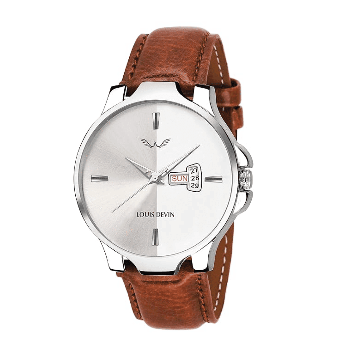 LOUIS DEVIN WT030 Leather Strap Analog Wrist Watch for Men
