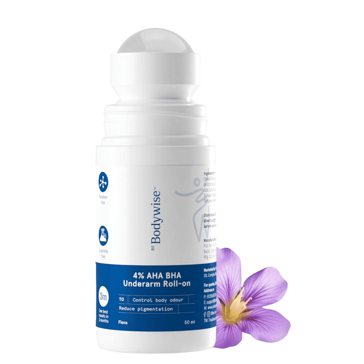Be Bodywise 4% AHA BHA Underarm Roll-on for Even Tone Skin ( Flora Fragrance )