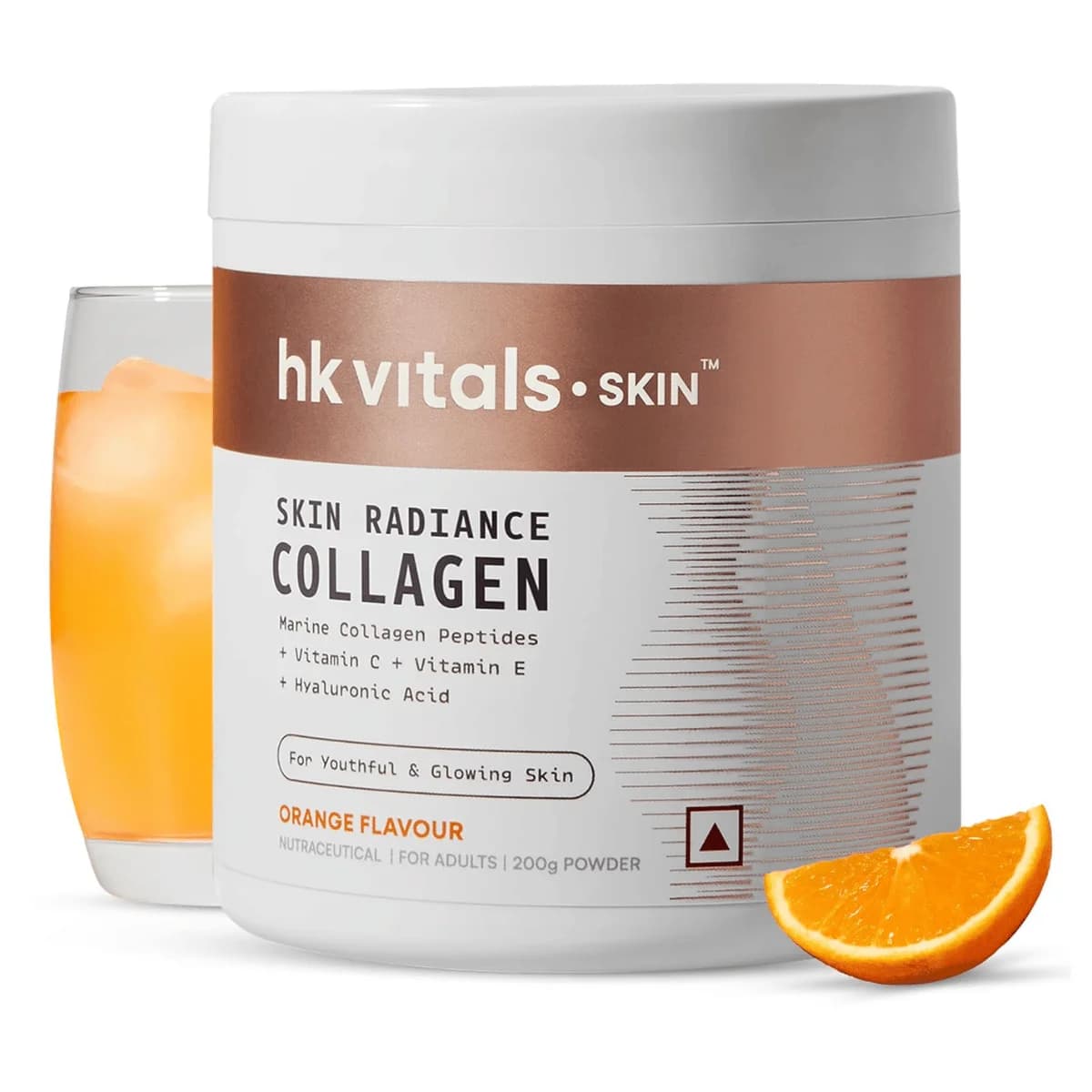 hk vitals Skin Radiance Marine Collagen Supplement Powder, Orange, 200g