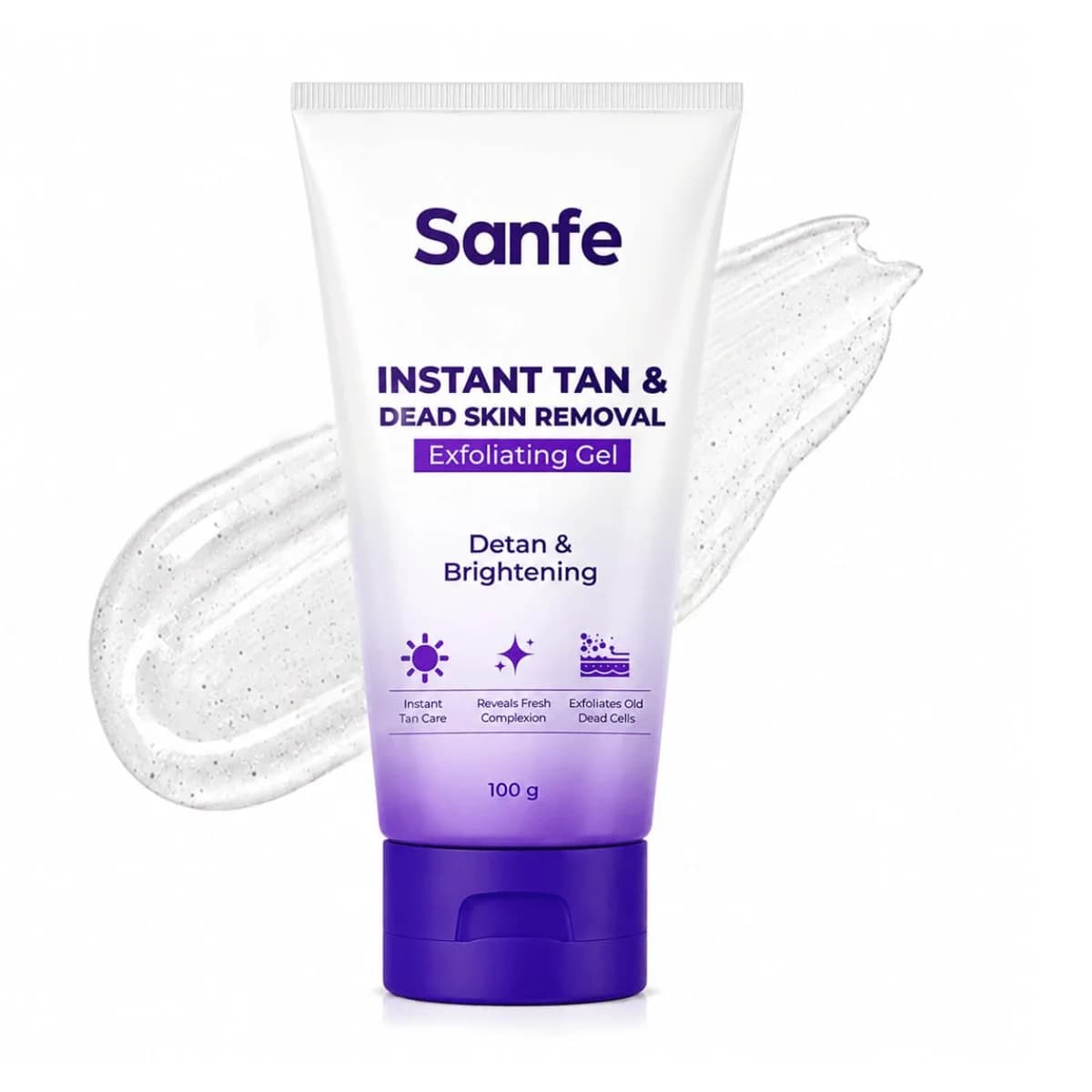 Sanfe Instant Tan & Dead Skin Removal Exfoliating Gel | AHA Exfoliating Gel for All Skin Types - 100g
