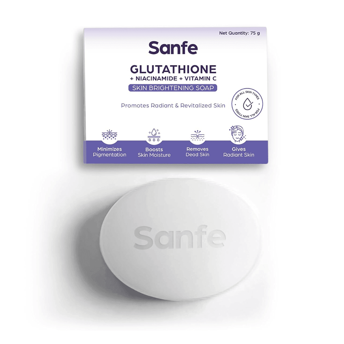 Sanfe Glutathione Niacinamide Vitamin C Brightening Soap for women and men - 75 g