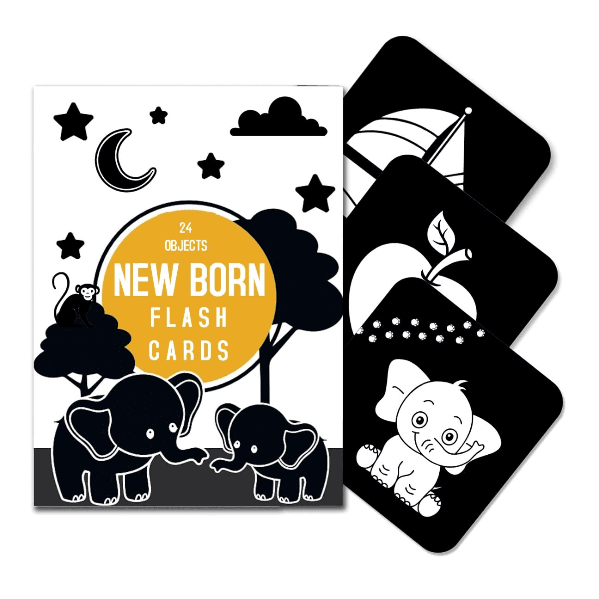 High Contrast Flash Cards for New Born Children -Educational Black & White 24 Objects Montessori Sensory Card (Flash Card)
