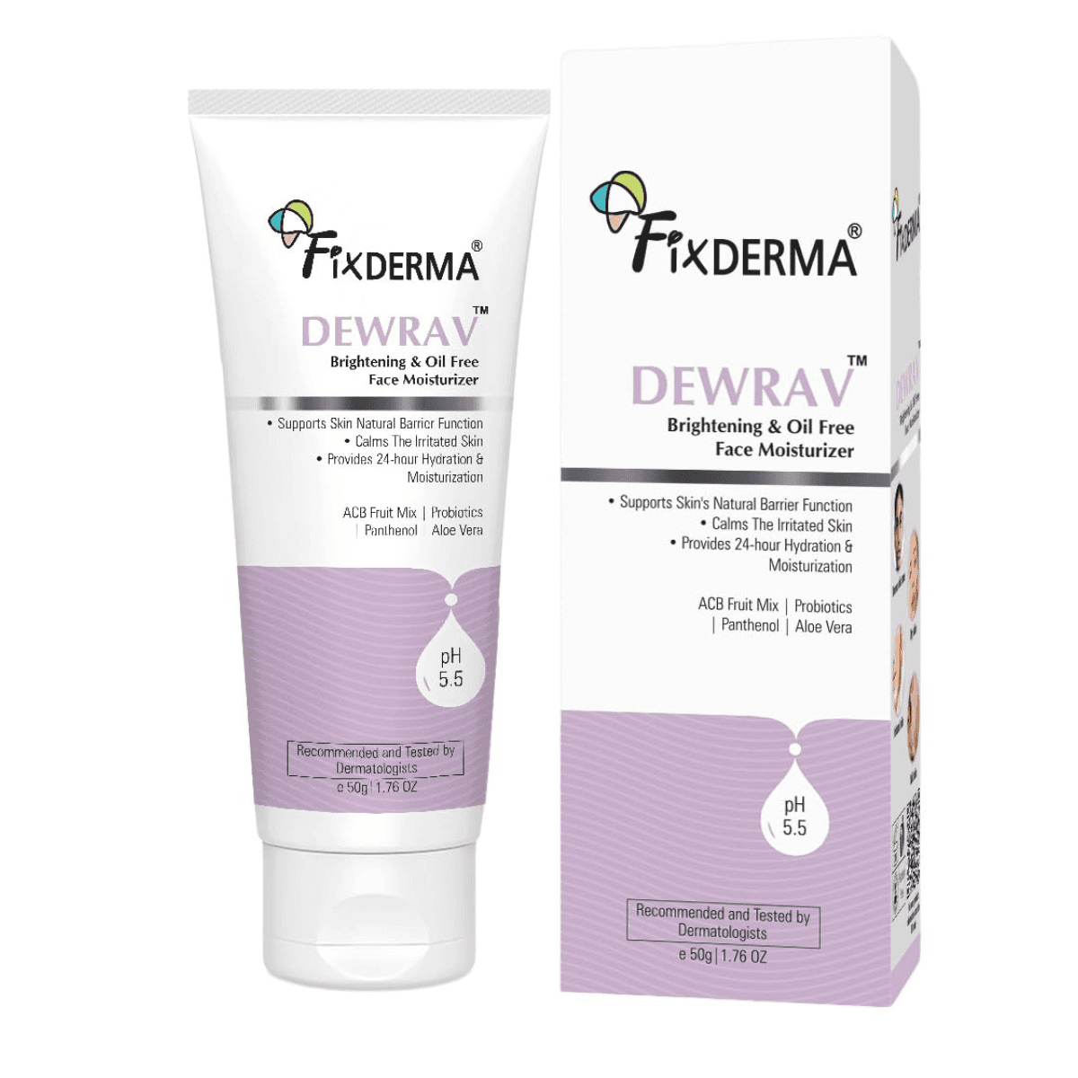 Fixderma Dewrav Brightening & Oil-Free Face Moisturizer for Women & Men - 50g