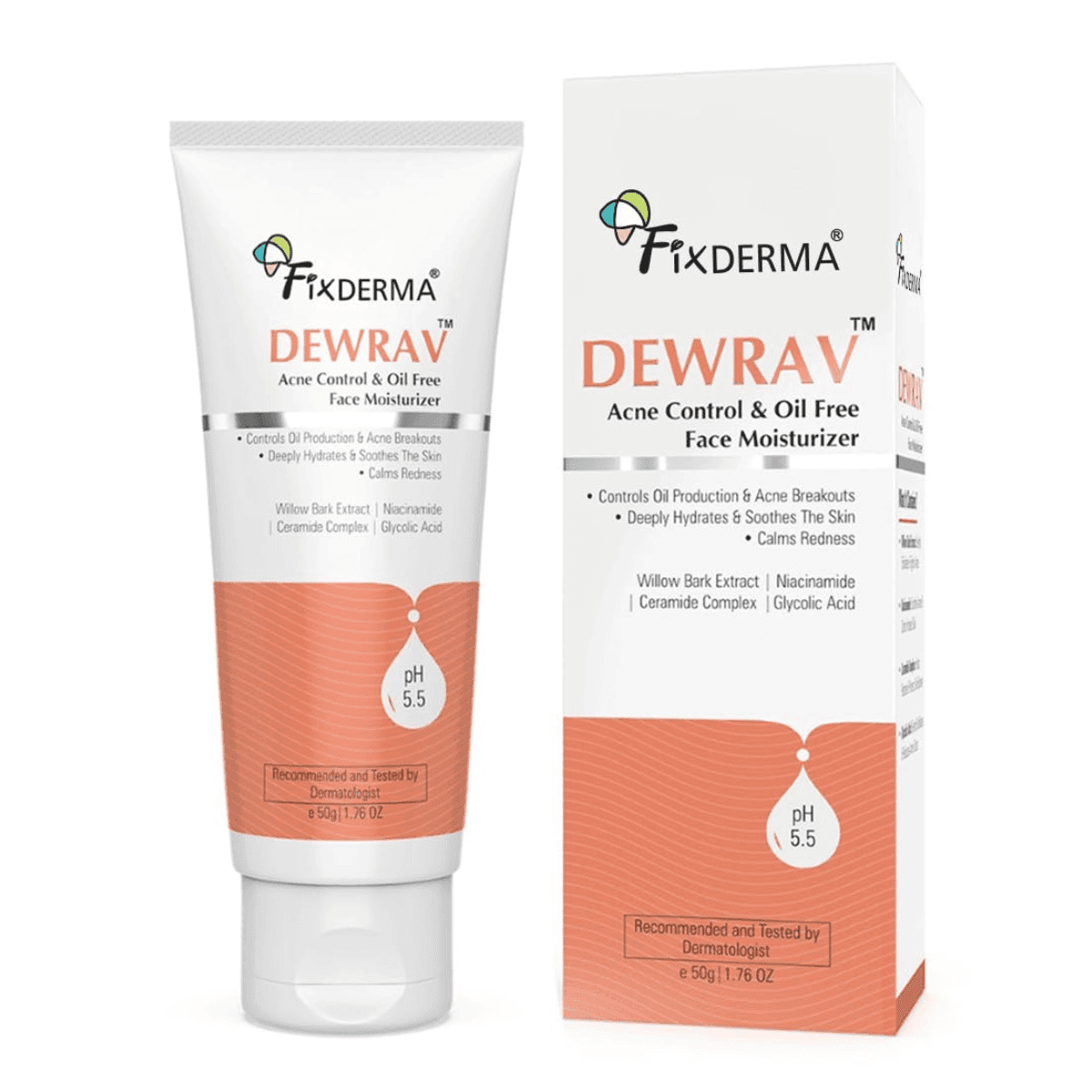 Fixderma Dewrav Acne Control & Oil Free Moisturizer for Face - 50 g