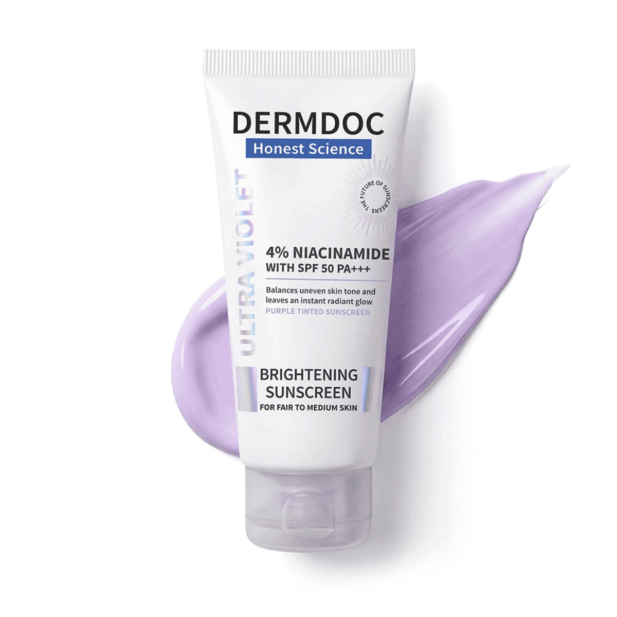DERMDOC SPF 50 Ultra Violet Brightening Tinted Sunscreen with 4% Niacinamide, 100g