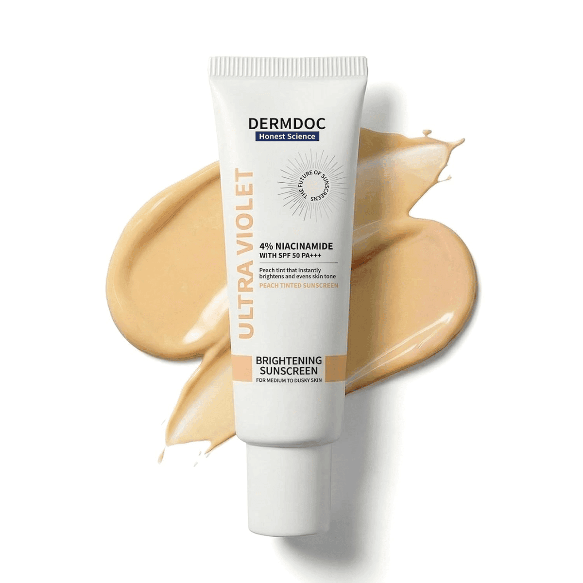 DERMDOC SPF 50 Ultra Violet Brightening Tinted Sunscreen For Medium To Dusky Skin | Improves Skin Texture