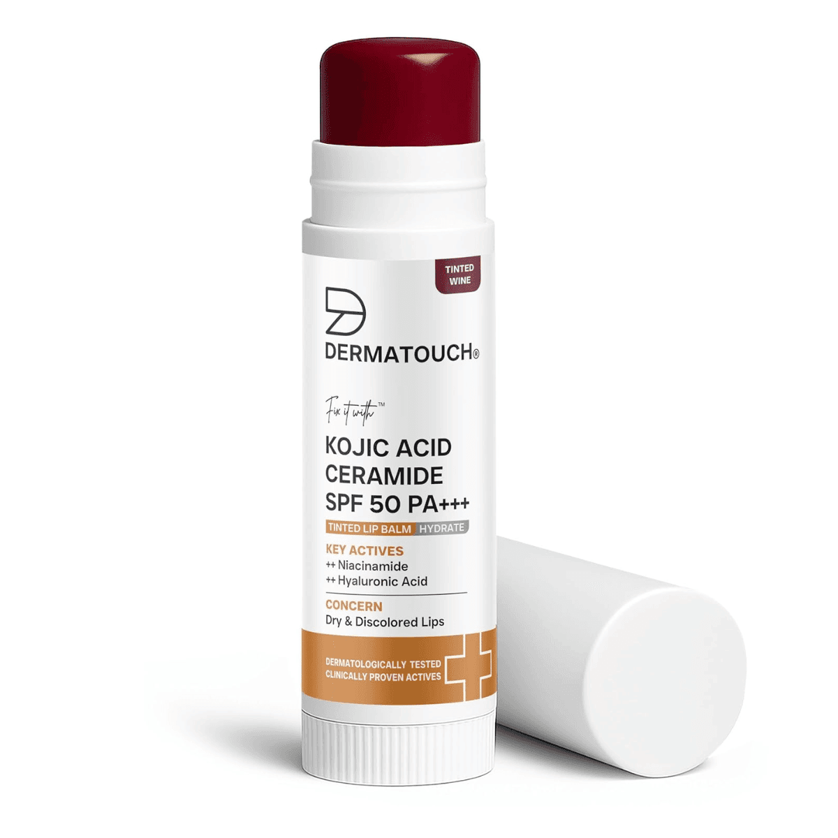 DERMATOUCH Kojic Acid Ceramide SPF 50 PA+++ Tinted Wine Lip Balm - 5g