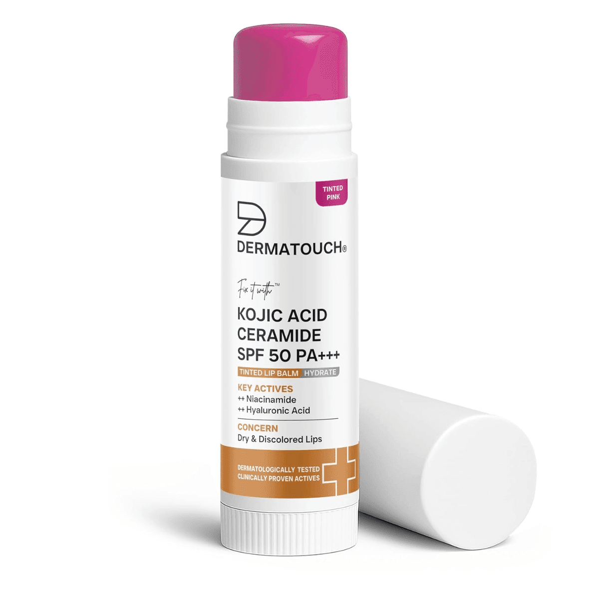DERMATOUCH Kojic Acid Ceramide SPF 50 PA+++ Tinted Pink Lip Balm - 5g