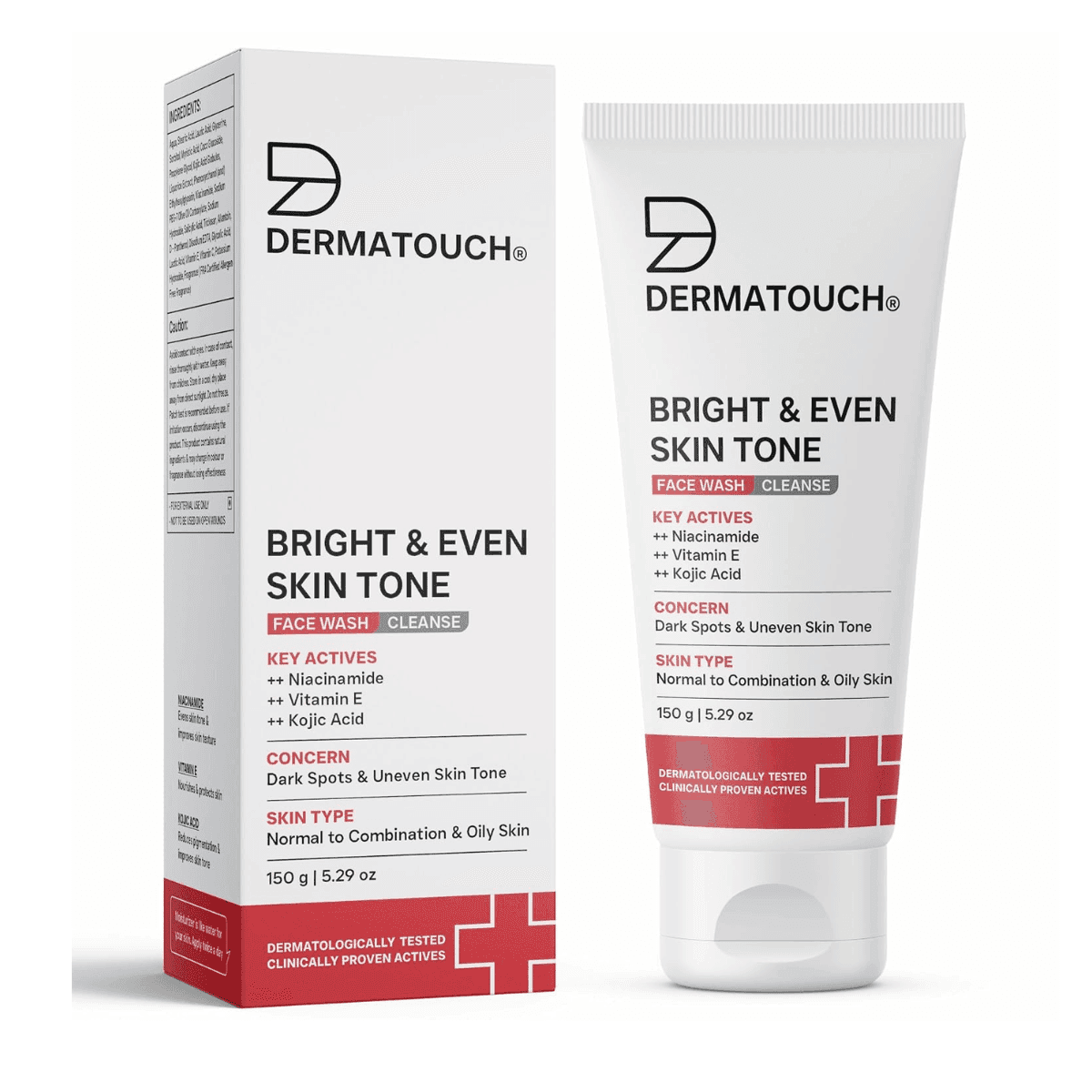 DERMATOUCH Bright & Even Tone Face Wash For Tan, Pigmentation Dark Spots & Uneven Skin Tone