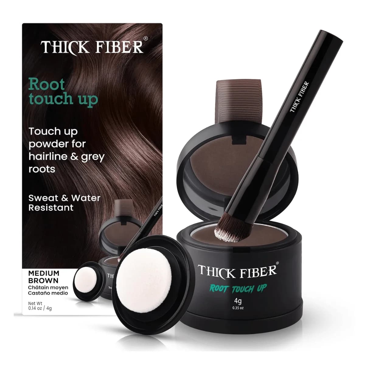 THICK FIBER Root Touch Up & Hairline Powder with Brush - 4g