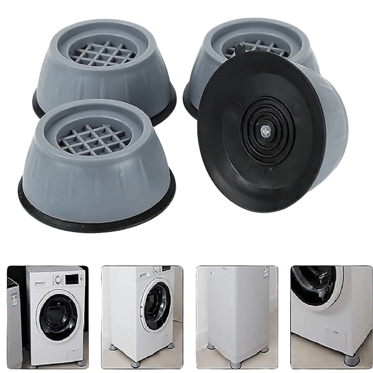 Vibration Pads for Washing Machine with Suction Cup, Fridge Washer Dryer Support Feet Pads ( Pack of 4 )
