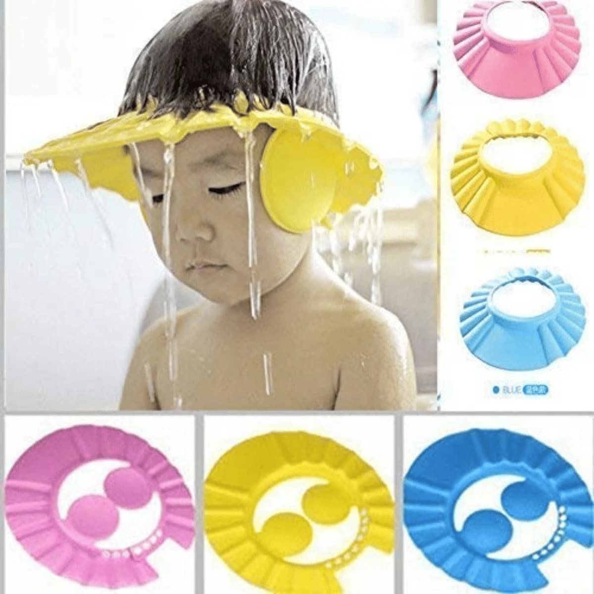 Soft Adjustable Visor Hat Safe Shampoo Shower Bathing Protection Cap for Toddler, Baby, Kids, Children (Multi-Color)