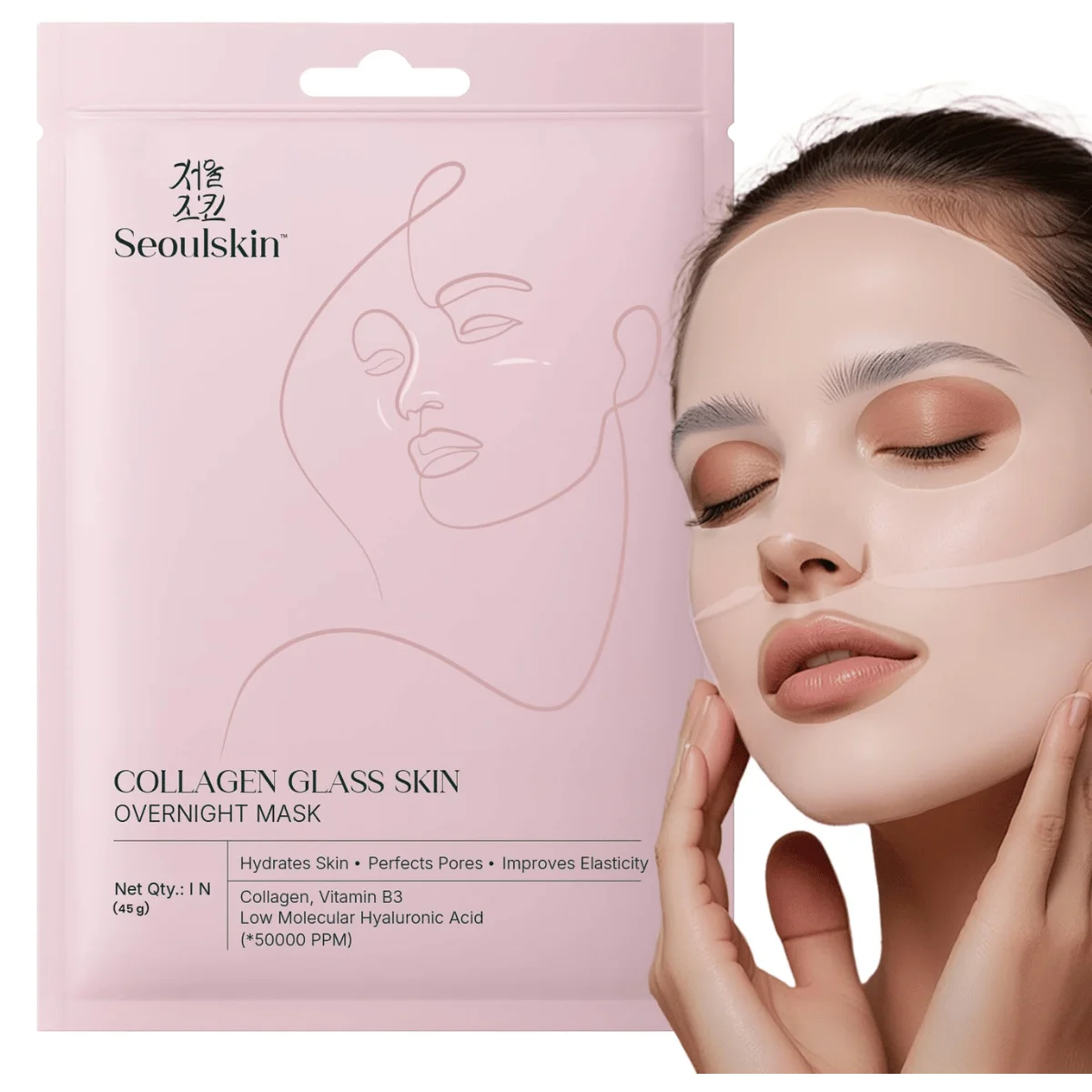 SeoulSkin Collagen Glass Skin Overnight Mask - Korean Collagen Face Mask For All Skin Types
