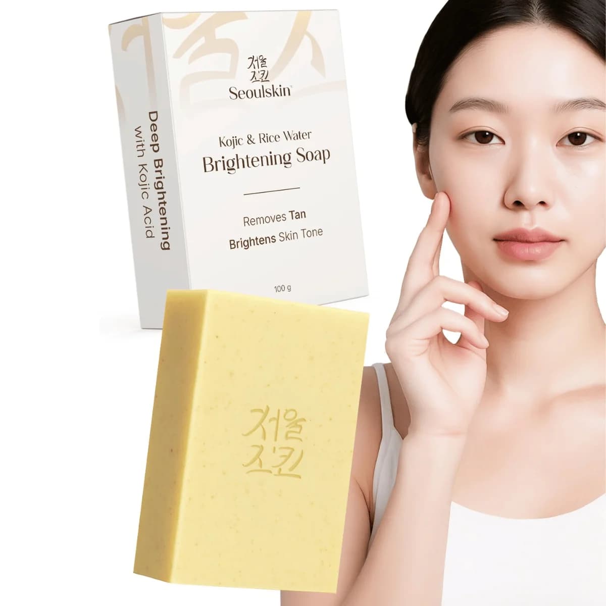 Seoulskin Kojic & Rice Water Brightening Soap | For Pigmentation, Dark Spots, Sun Damage