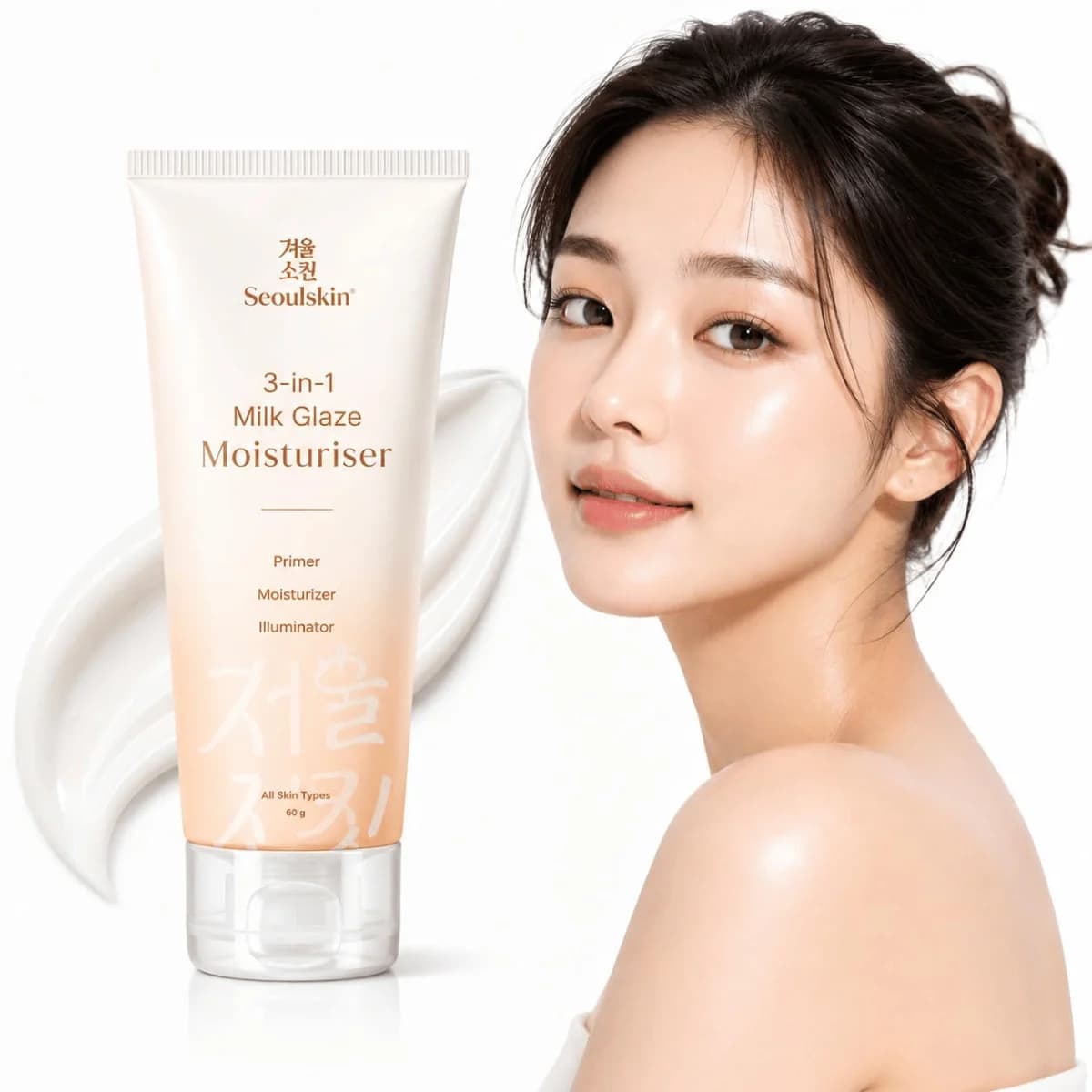 Seoulskin Milk Glaze Moisturiser 3-in-1 | Korean Glow Primer | 60g