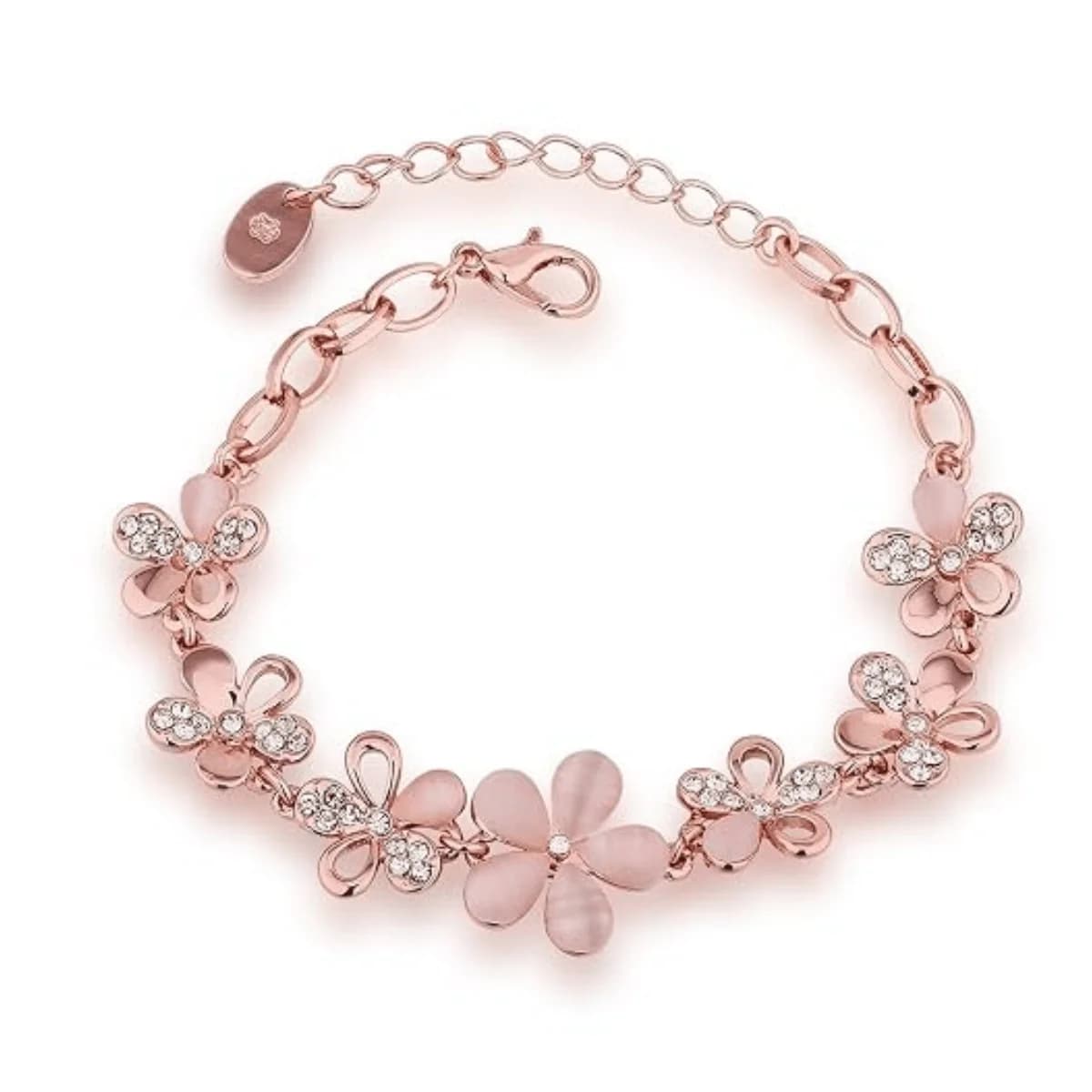 Women Stylish Rose Gold Plated Crystal Bracelet Bangle Jewellery for Girls and Women