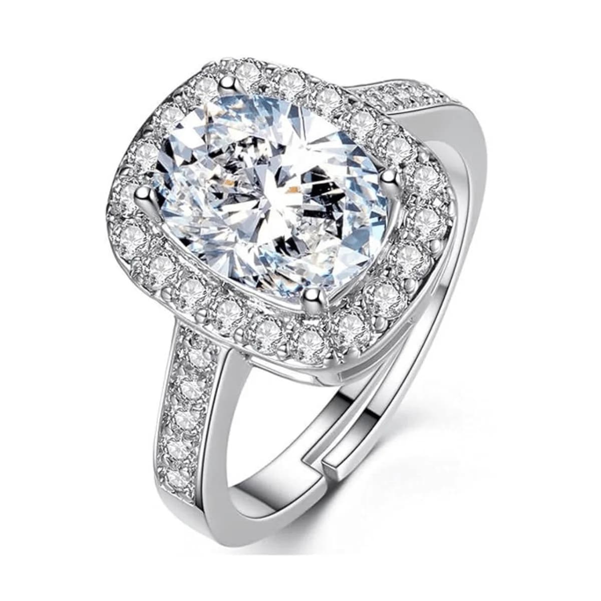 Stylish Silver Plated Solitaire Crystal Ring for Women and Girls
