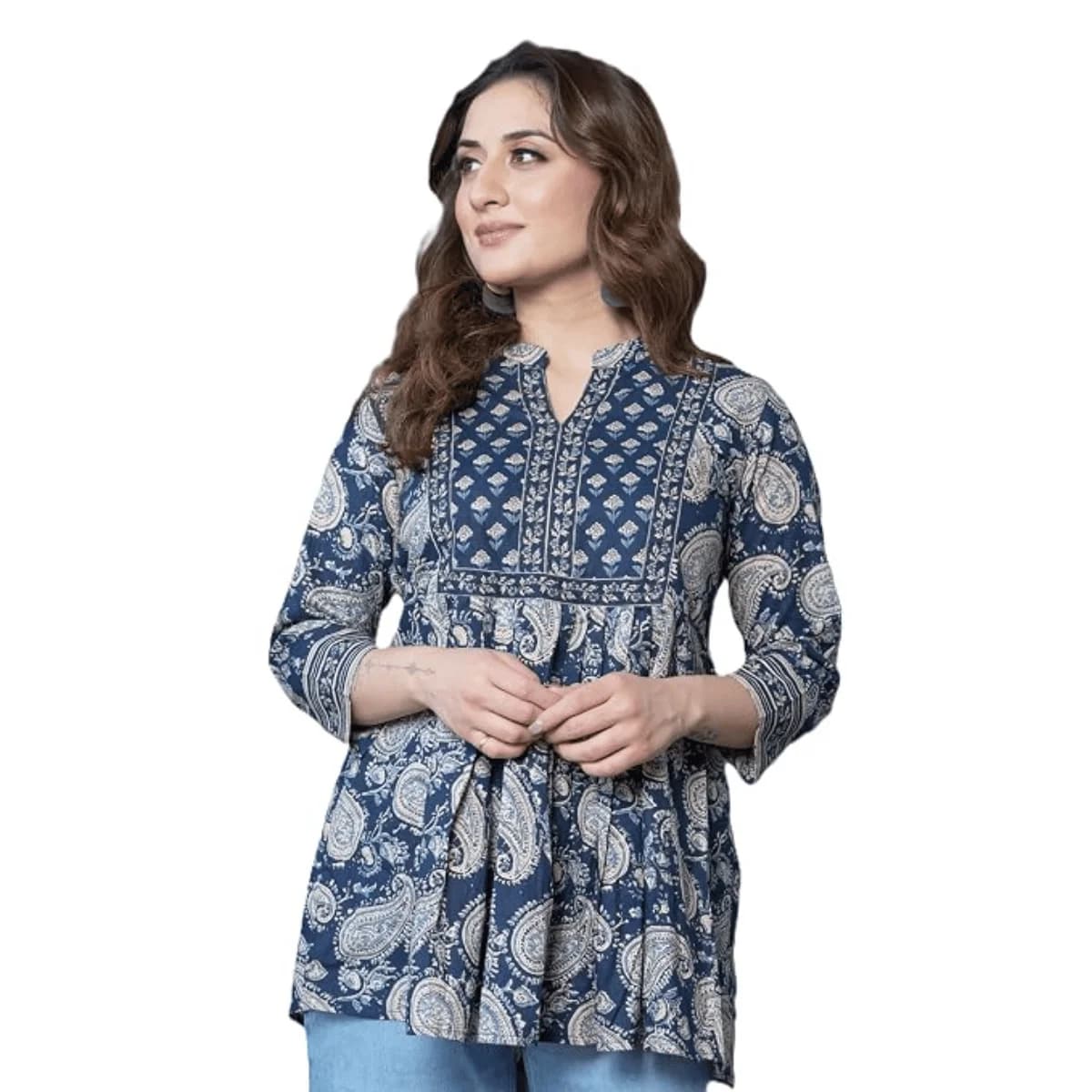 Women's Pure Cotton Paisley Printed Tunic Top – Comfortable Everyday Wear