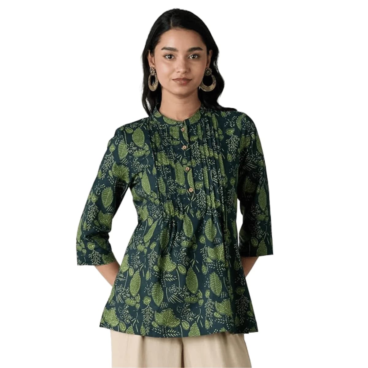 Women Cotton Printed A-line Short Kurti