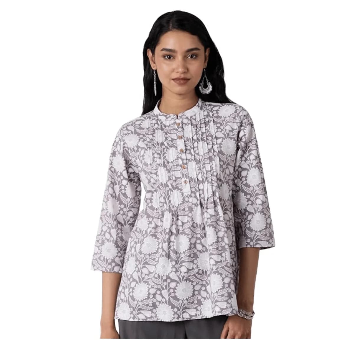 Women Cotton Printed A-line Short Kurti For Women