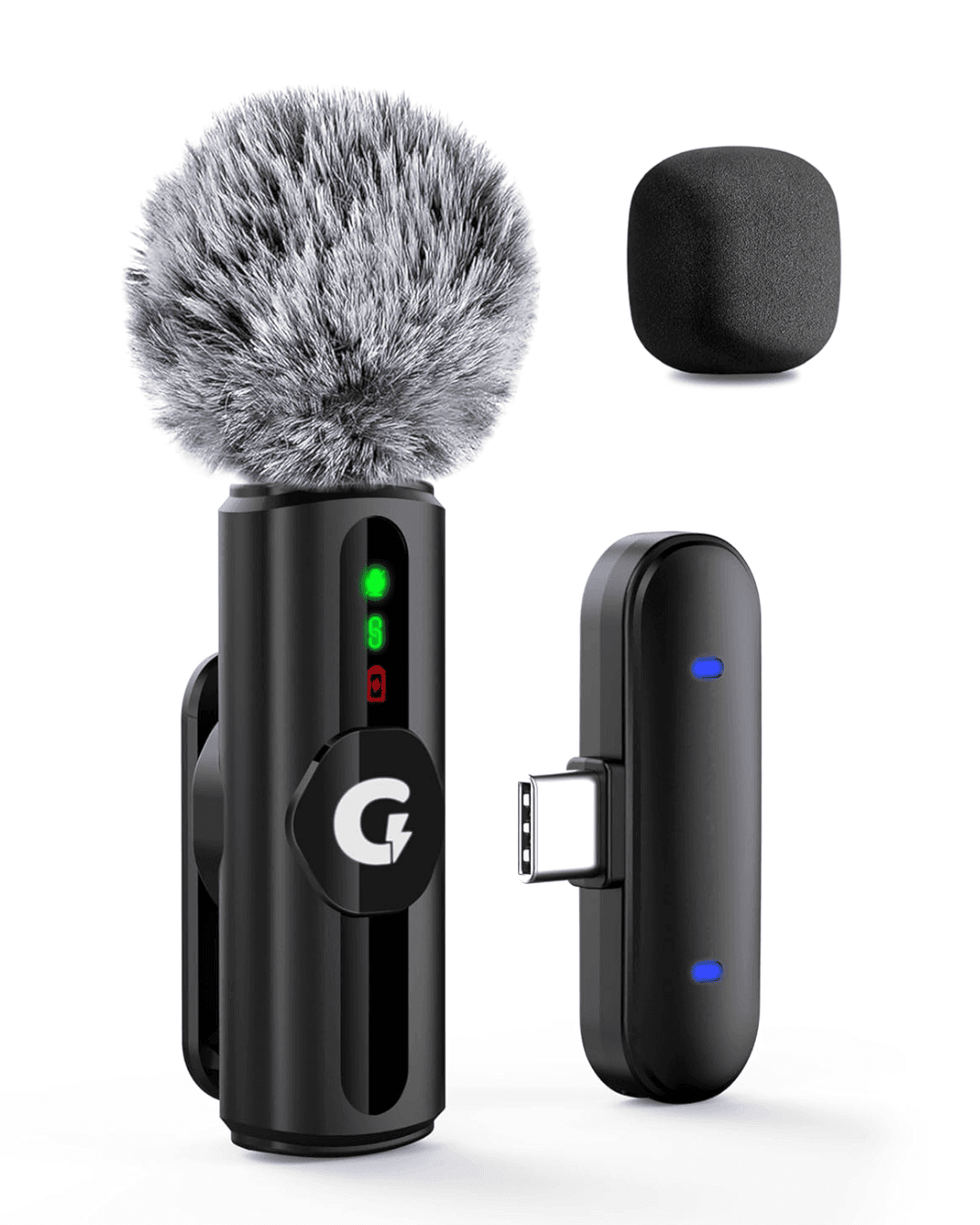 Mic for YouTube Wireless for Youtubers with LED Indicator Light (Single Channel Type-C Port Version)