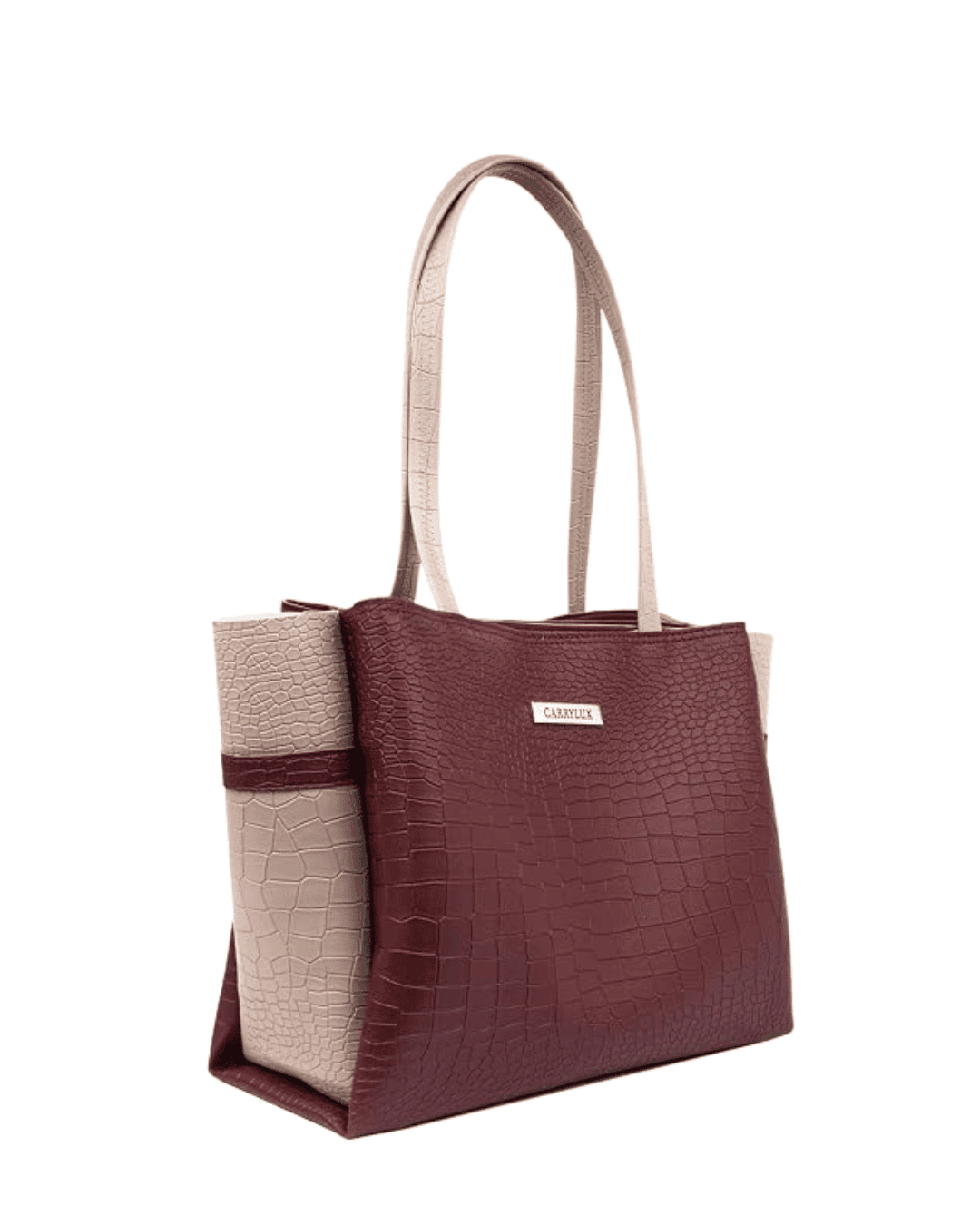 Dual Tone Large Capacity Croco Pattern Tote Handbags Purses Shoulder Bag For Womens