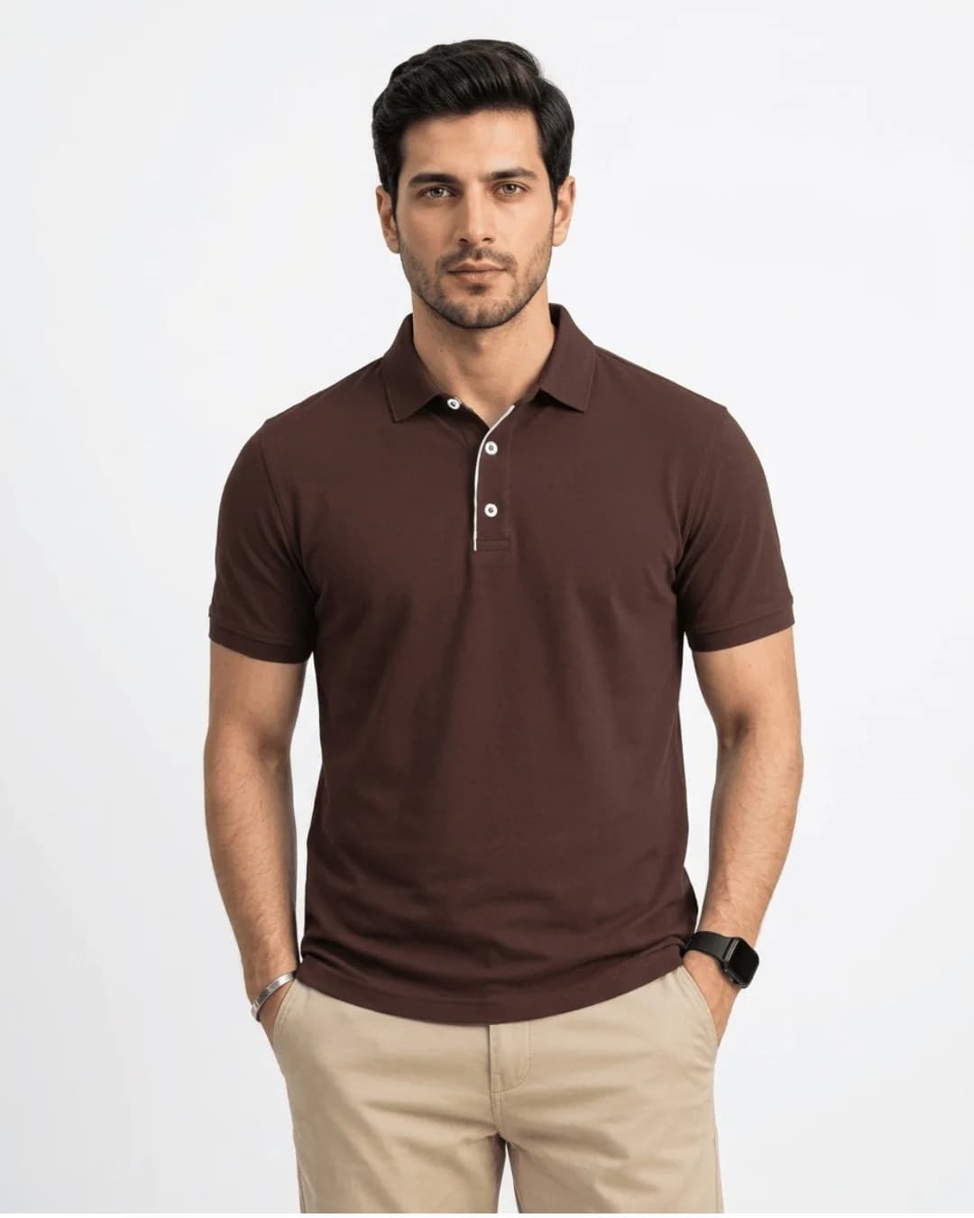 Men Solid Polo Neck Polyester T - Shirt For Men